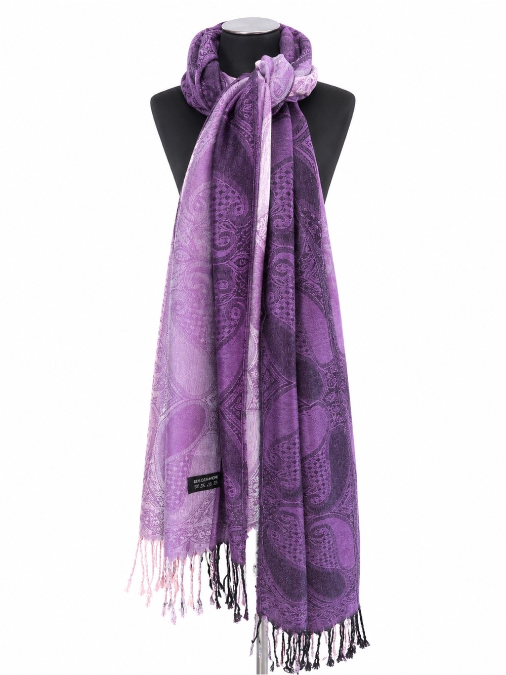 100% Cashmere Purple Paisley Scarf/Shawl- Elegant Lavender and plum wrap - New
